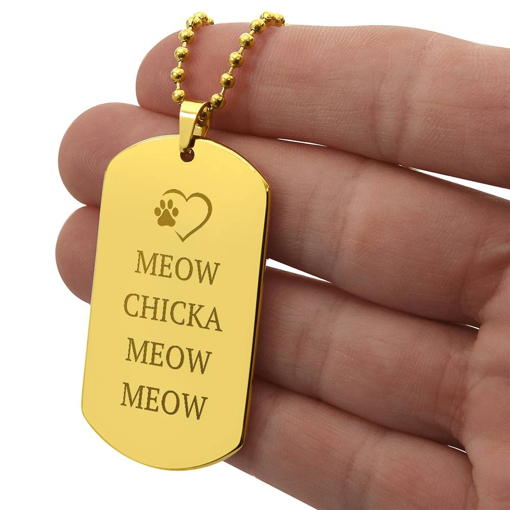 Collar de Placa Grabada Meow Chicka Meow Meow