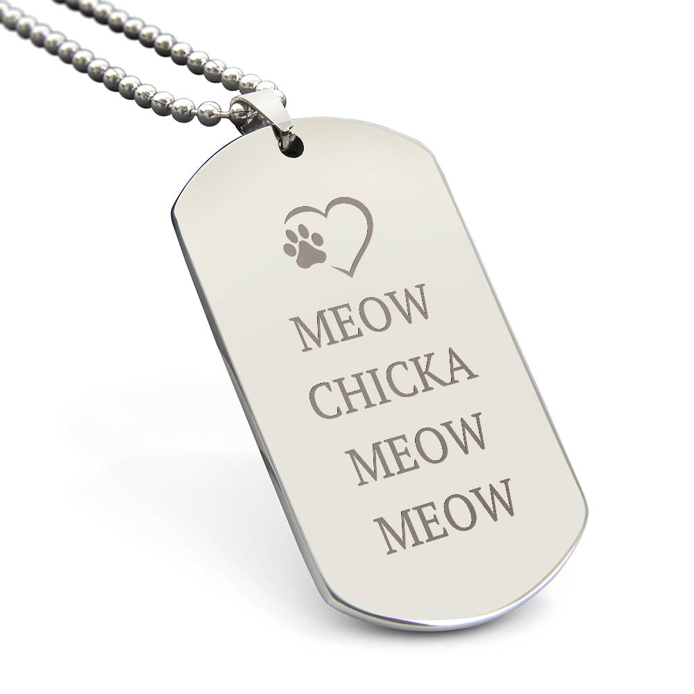 Collar de Placa Grabada Meow Chicka Meow Meow