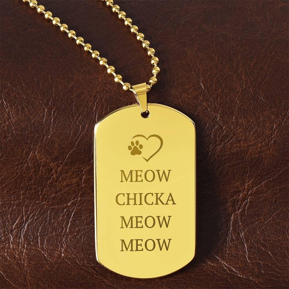 Collar de Placa Grabada Meow Chicka Meow Meow