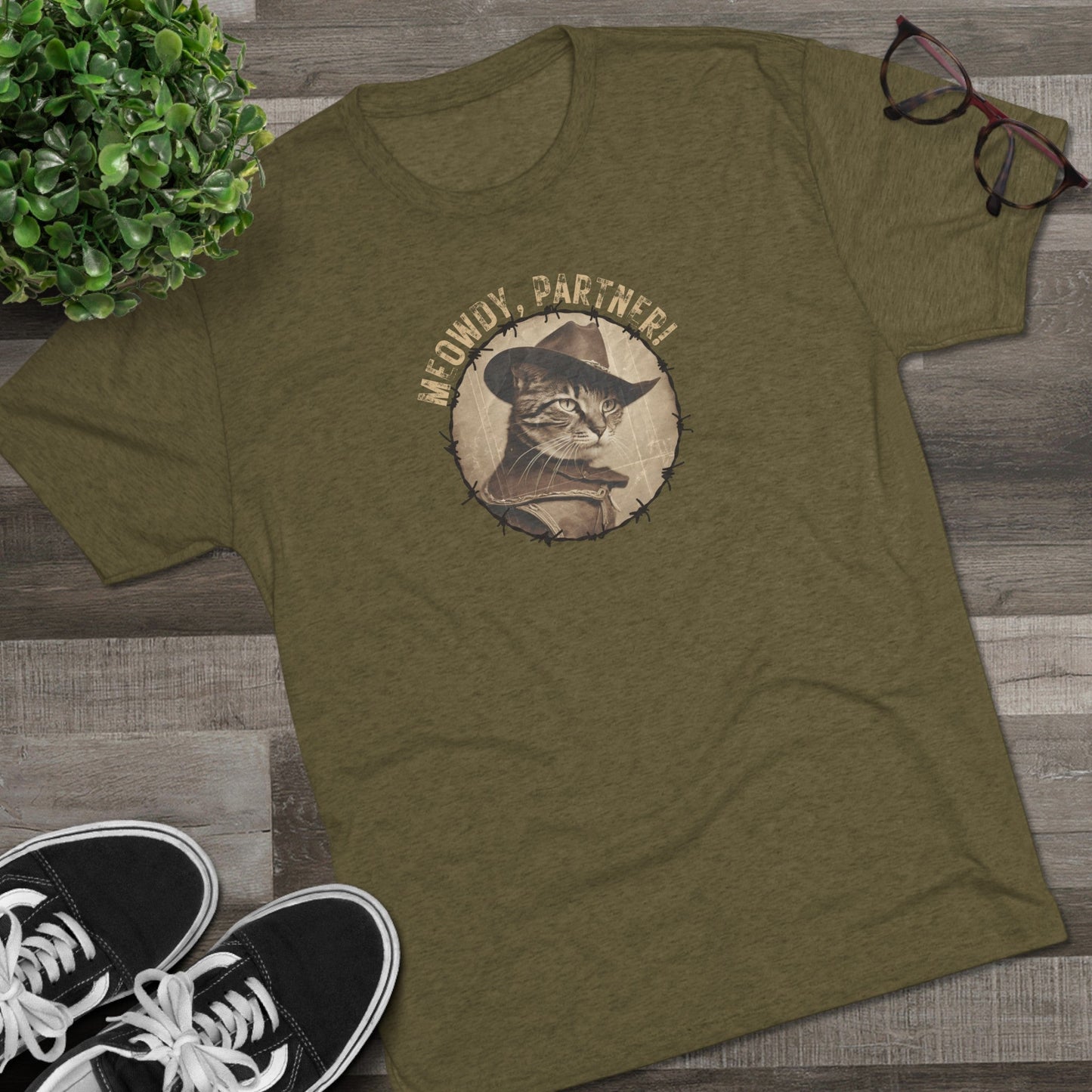T-shirt unisexe Meowdy Partner en tri-blend