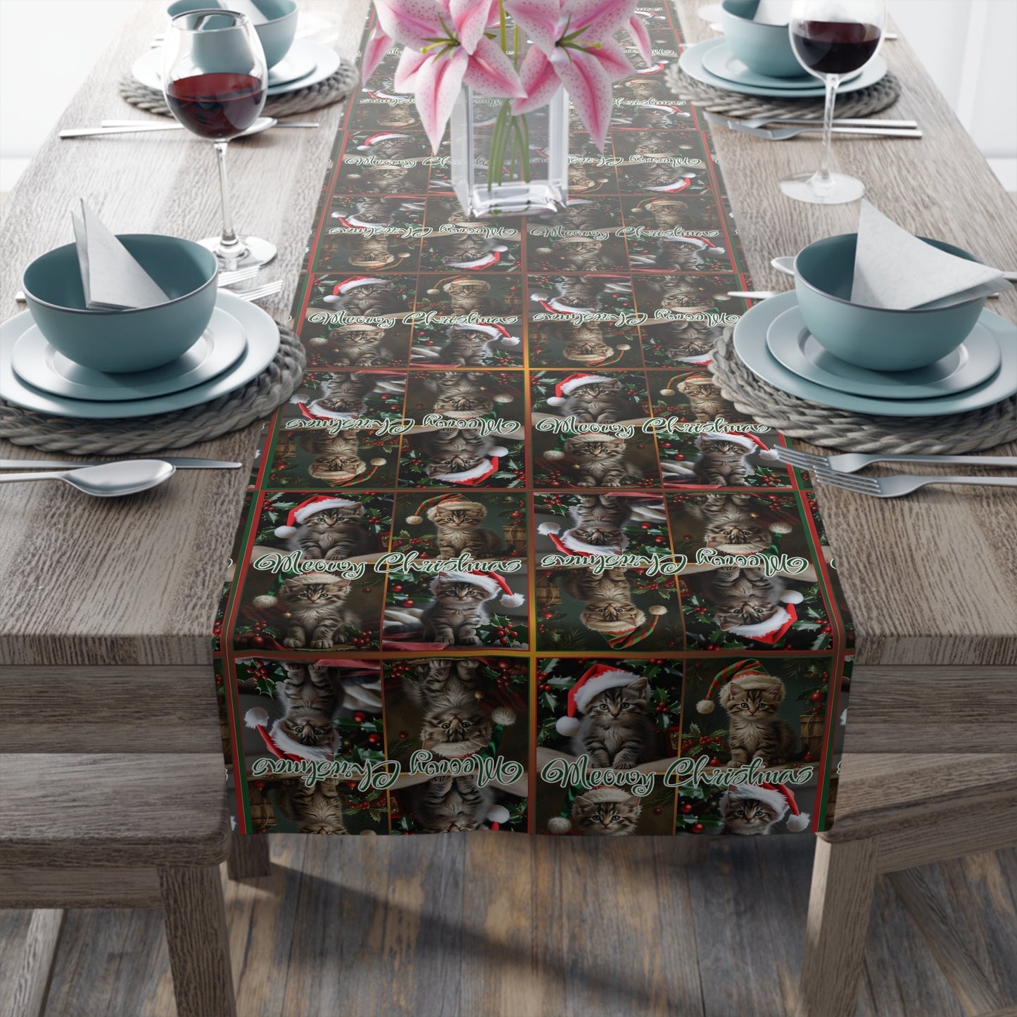 Nappe de table festive Meowy Christmas