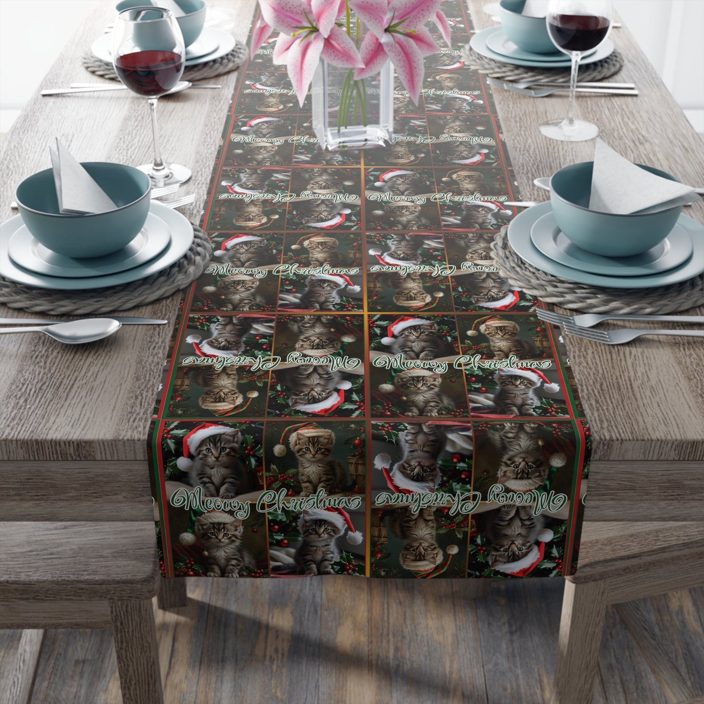 Nappe de table festive Meowy Christmas