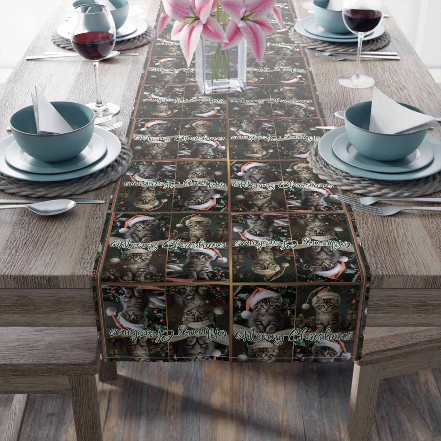 Nappe de table festive Meowy Christmas
