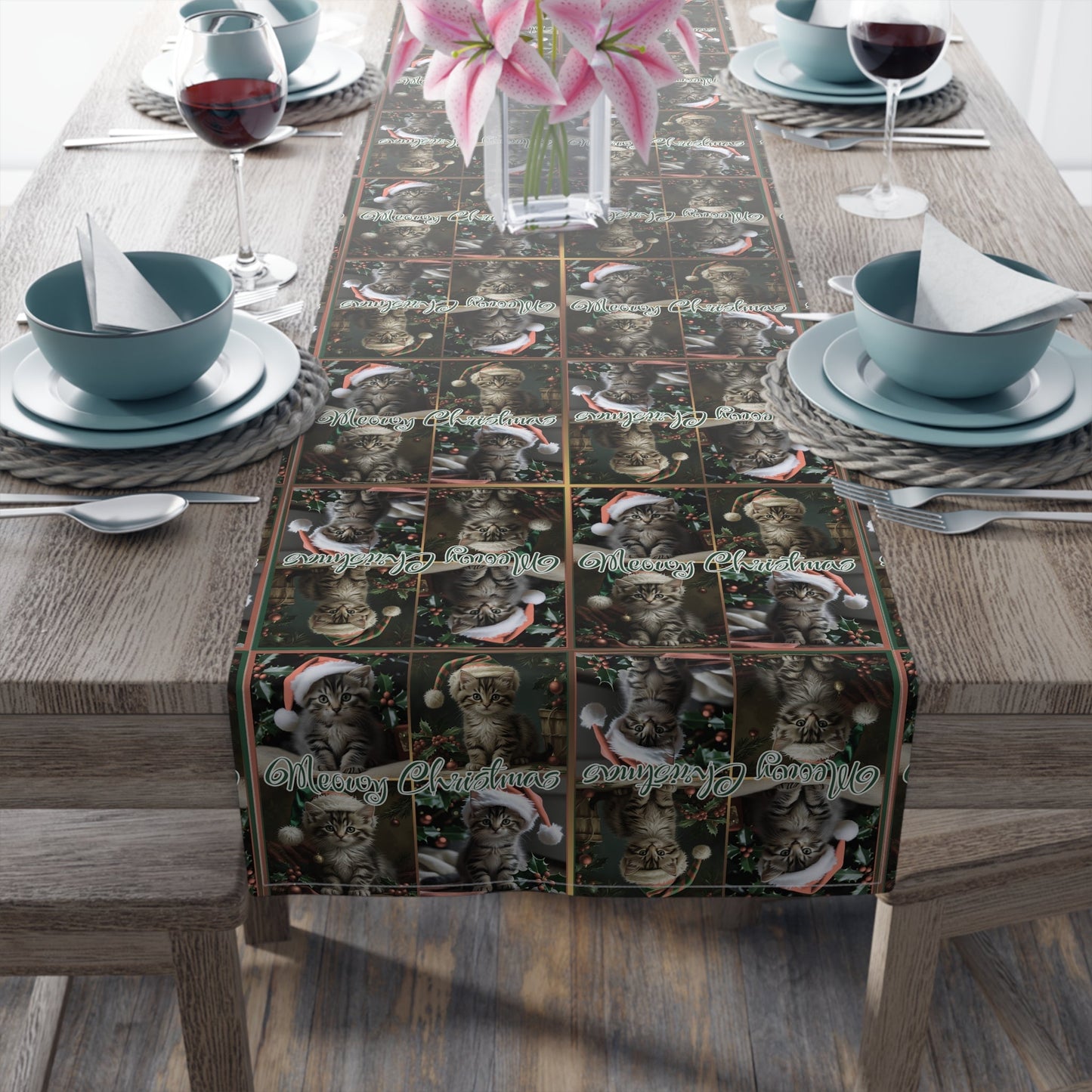 Nappe de table festive Meowy Christmas