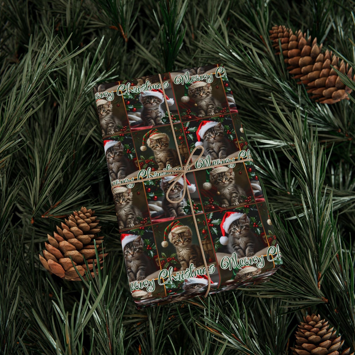 Emballage Cadeau Thème Chaton Joyeux Noël