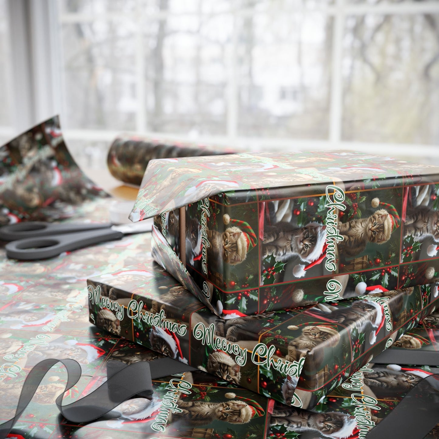 Emballage Cadeau Thème Chaton Joyeux Noël