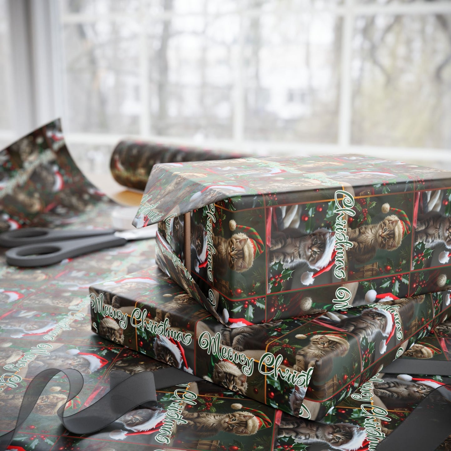 Emballage Cadeau Thème Chaton Joyeux Noël