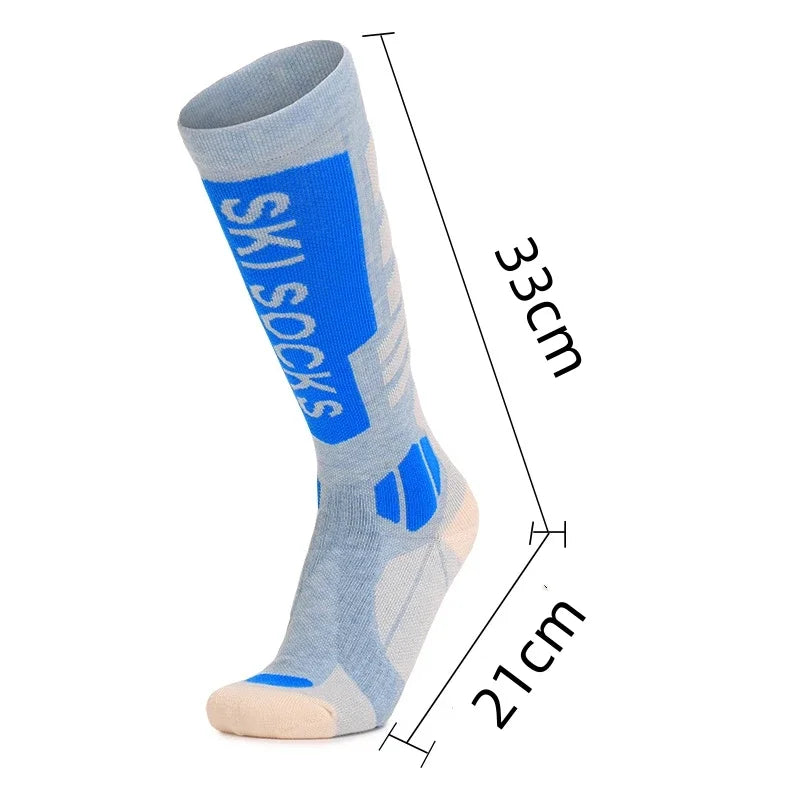 Merino wool skiing socks women's high tube hiking socks anti slip and warm outdoor sports socks - Korvel