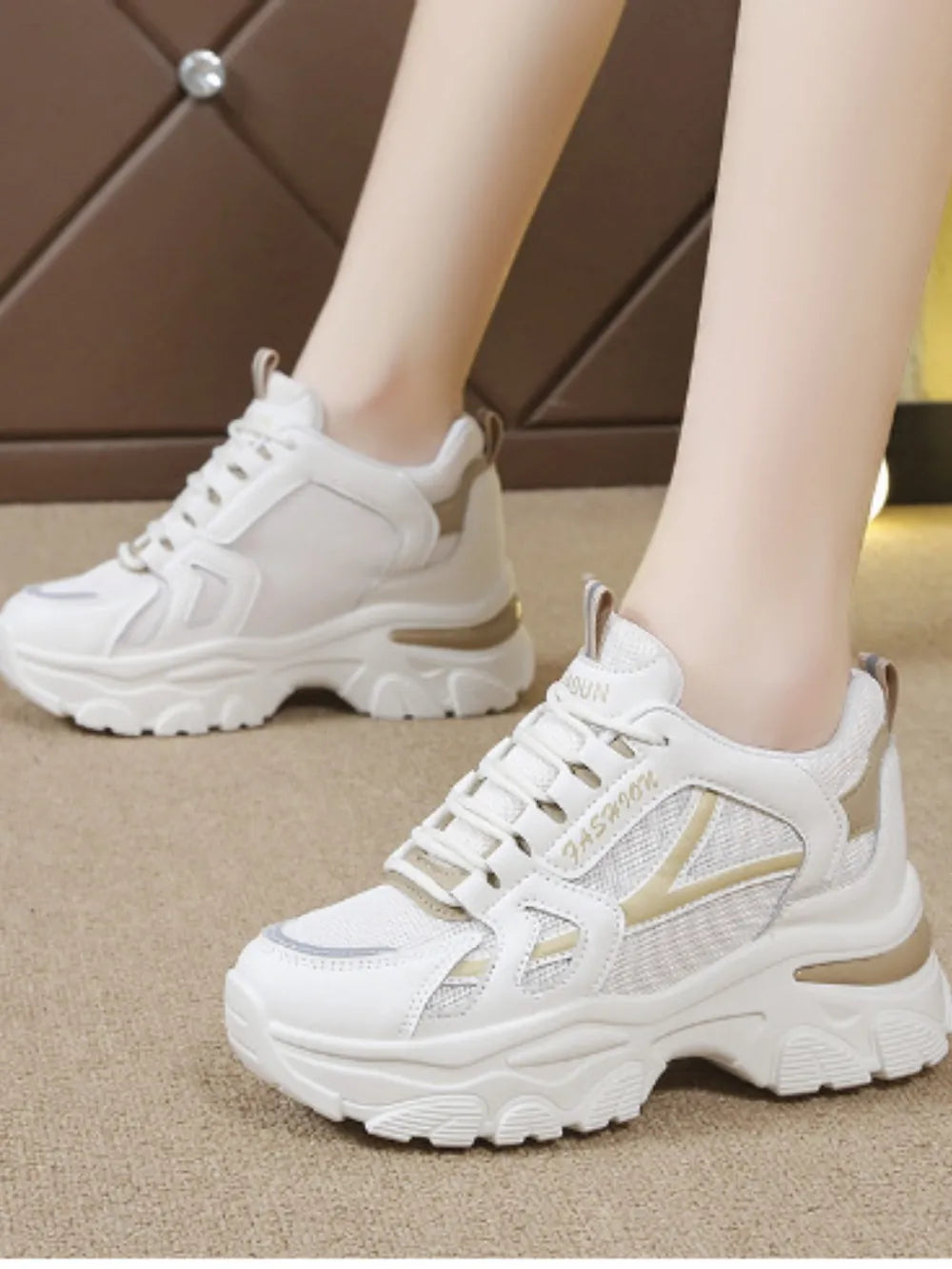 Premium Mesh Lace Up Platform Sneakers