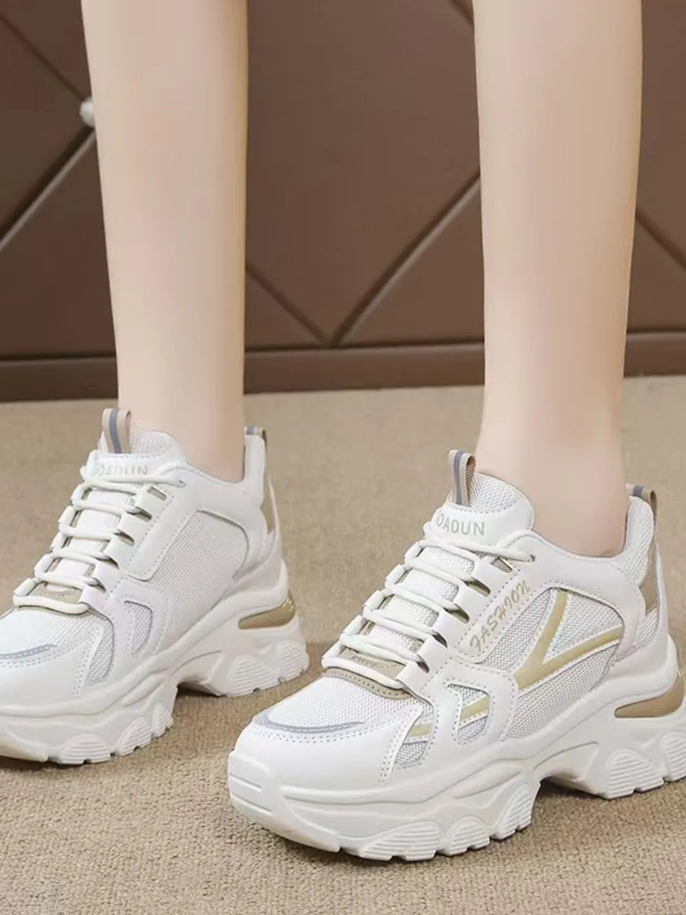 Premium Mesh Lace Up Platform Sneakers
