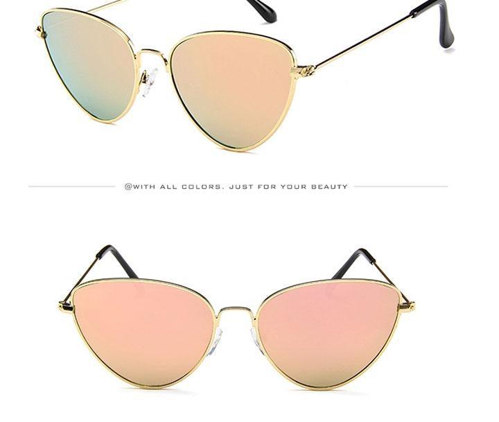 Gafas de sol de metal redondas de ojo de gato premium para mujeres