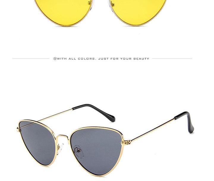 Gafas de sol de metal redondas de ojo de gato premium para mujeres