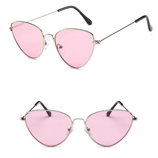 Gafas de sol de metal redondas de ojo de gato premium para mujeres
