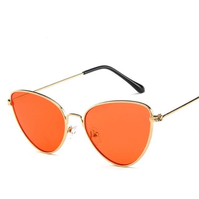 Gafas de sol de metal redondas de ojo de gato premium para mujeres