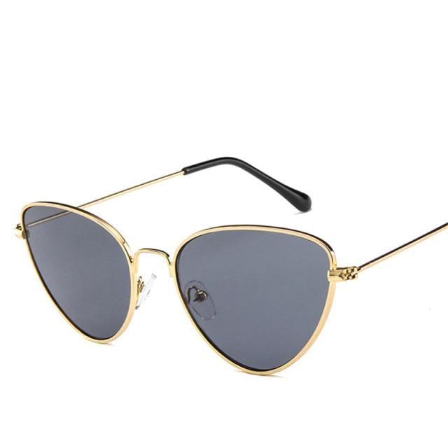 Gafas de sol de metal redondas de ojo de gato premium para mujeres