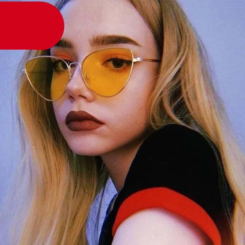 Gafas de sol de metal redondas de ojo de gato premium para mujeres