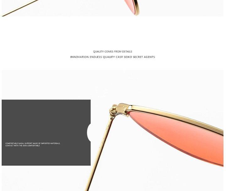Gafas de sol de metal redondas de ojo de gato premium para mujeres