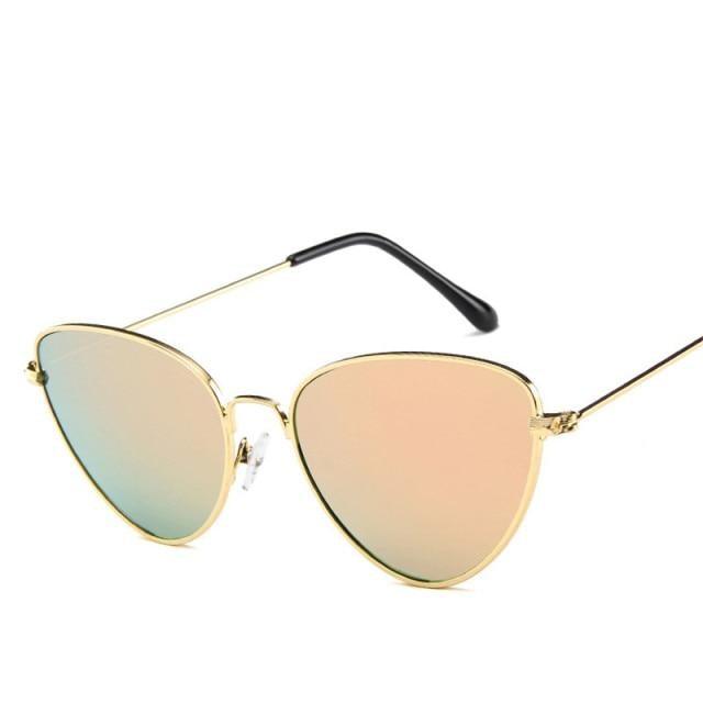 Gafas de sol de metal redondas de ojo de gato premium para mujeres