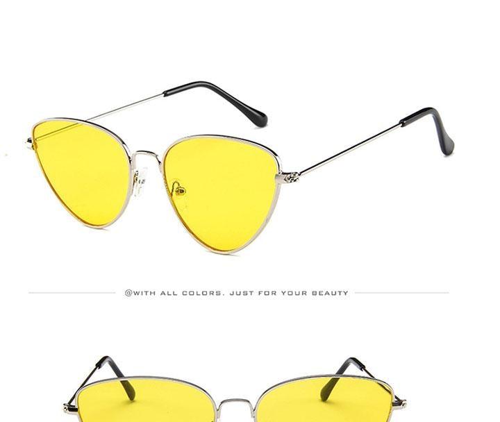 Gafas de sol de metal redondas de ojo de gato premium para mujeres