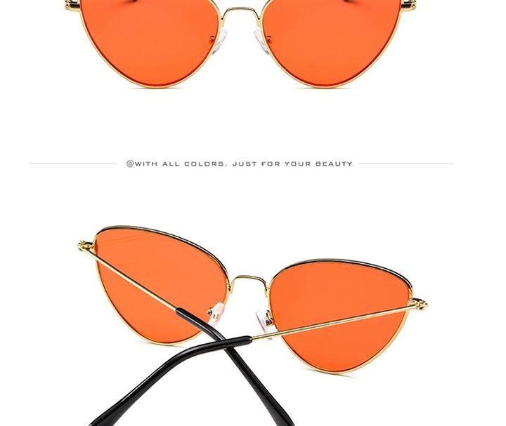 Gafas de sol de metal redondas de ojo de gato premium para mujeres