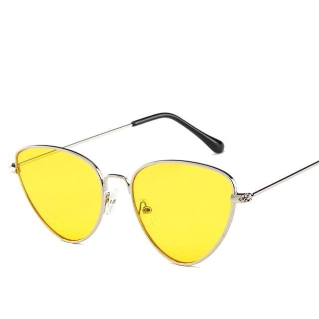 Gafas de sol de metal redondas de ojo de gato premium para mujeres