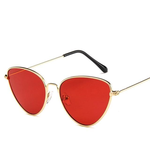 Gafas de sol de metal redondas de ojo de gato premium para mujeres