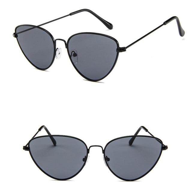 Gafas de sol de metal redondas de ojo de gato premium para mujeres