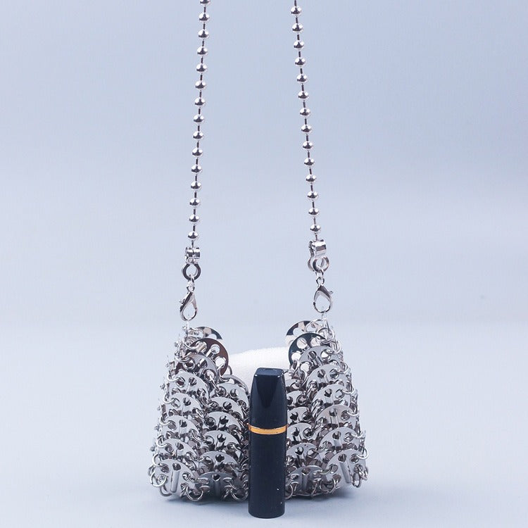 Metal sequins large capacity mobile phone crossbody chain bag diy handmade bag women fashion trend bag - Korvel