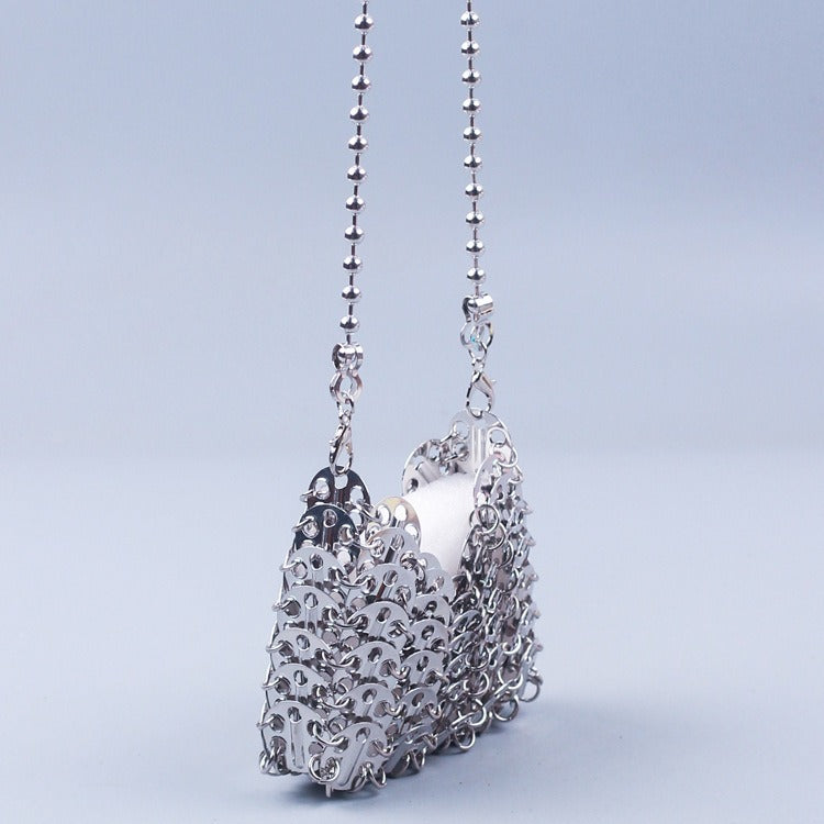 Metal sequins large capacity mobile phone crossbody chain bag diy handmade bag women fashion trend bag - Korvel