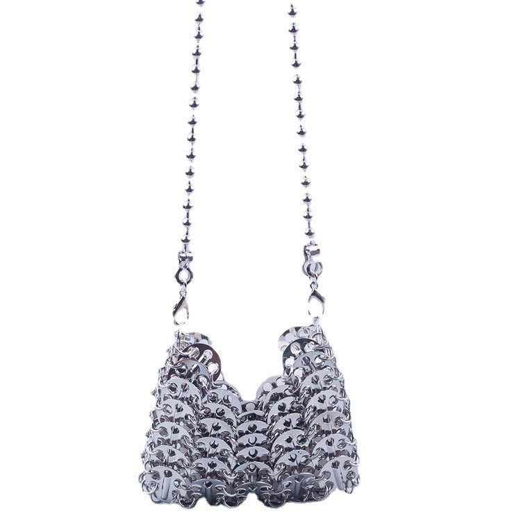 Metal sequins large capacity mobile phone crossbody chain bag diy handmade bag women fashion trend bag - Korvel