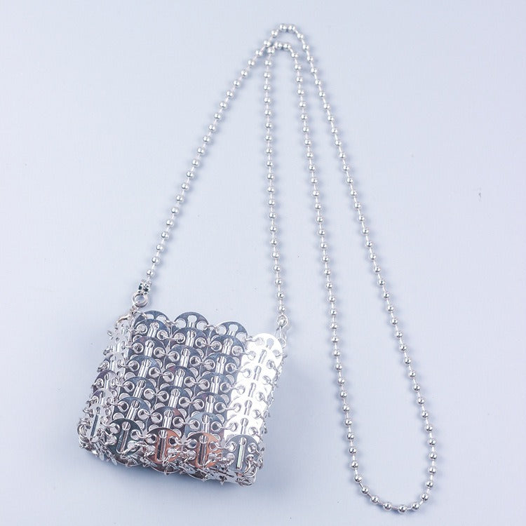 Metal sequins large capacity mobile phone crossbody chain bag diy handmade bag women fashion trend bag - Korvel