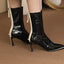 Imported Women's Leather Ankle Boots with Zipper
