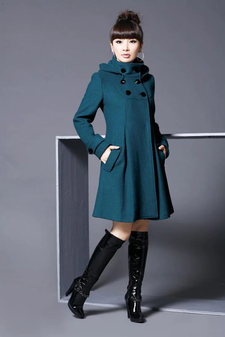 Manteau coupe-vent à double boutonnage avec capuche