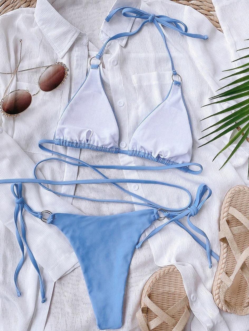 Crisscross Micro Bikini Set for Women - Stylish Two Piece Swimwear