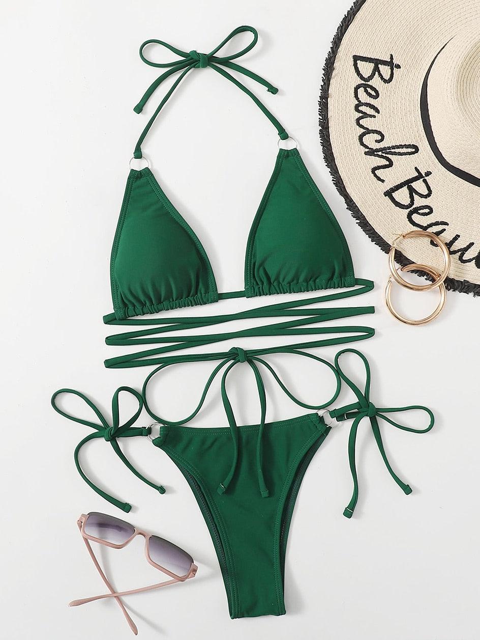 Crisscross Micro Bikini Set for Women - Stylish Two Piece Swimwear