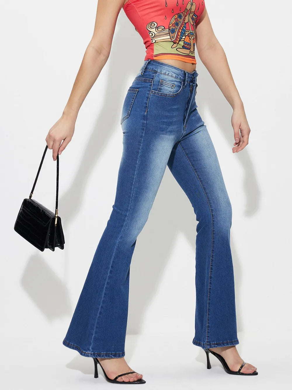 Jeans Bootcut Taille Mi-Haute