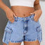 Shorts en denim taille mi-haute avec poches