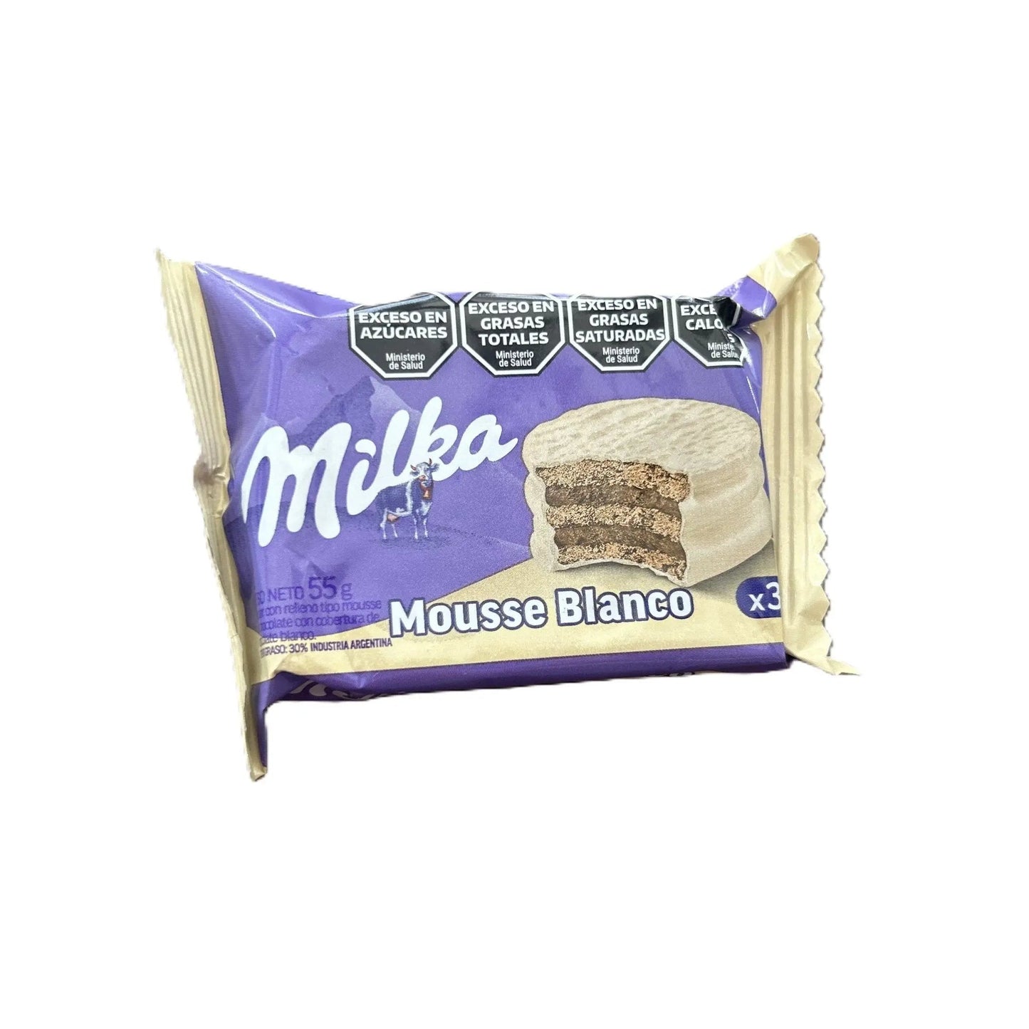 Milka Alfajor Triple Chocolate Blanco con Mousse de Chocolate 90g