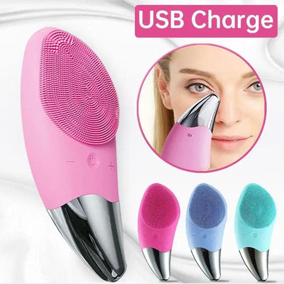 Mini Electric Silicone Facial Cleansing Brush for All Skin Types