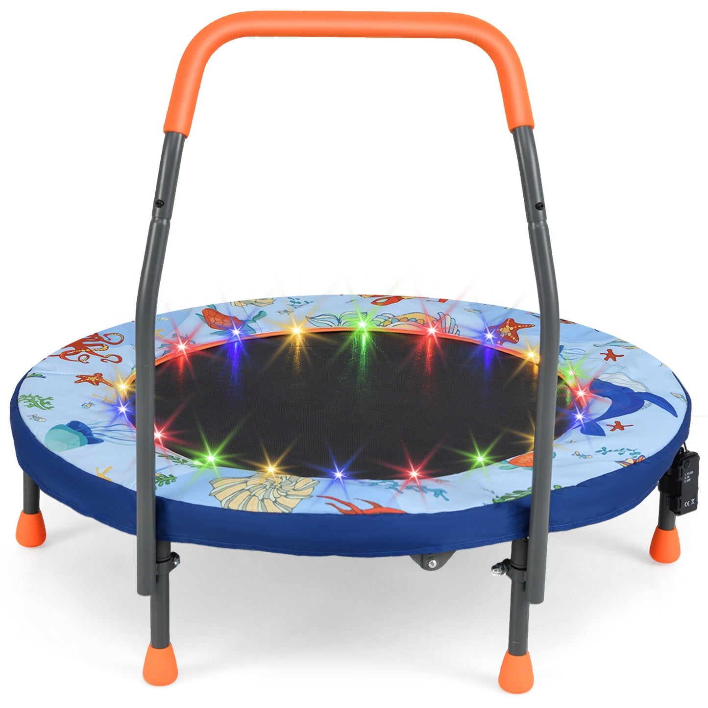 Mini Trampoline Folding Small Rebounder for Kids with Lights - Blue