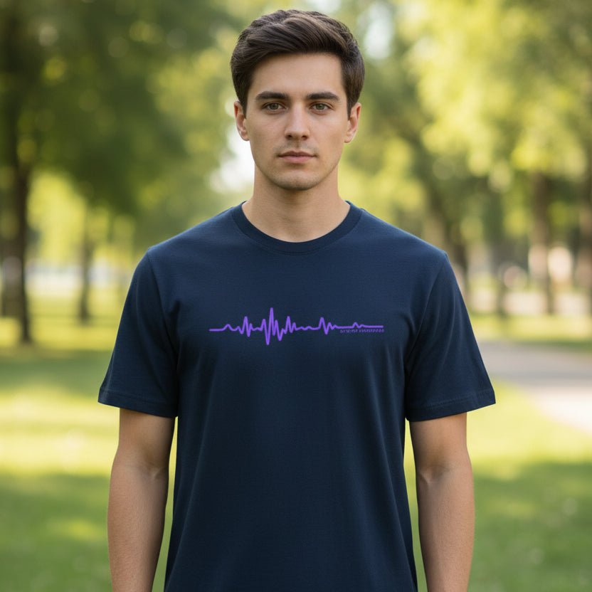 Minimalist Epilepsy Awareness EEG Wave Unisex T-Shirt - Purple Design