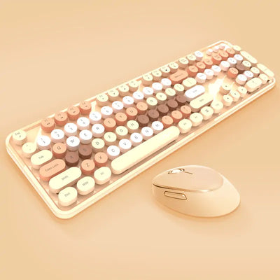 Juego de Teclado Inalámbrico con Teclas Redondas