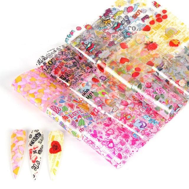 Kit de Pegatinas de Foil para Arte de Uñas Mix para Diseños Creativos