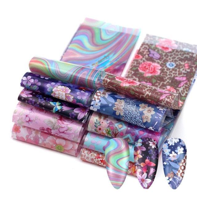 Kit de Pegatinas de Foil para Arte de Uñas Mix para Diseños Creativos