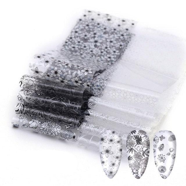 Kit de Pegatinas de Foil para Arte de Uñas Mix para Diseños Creativos