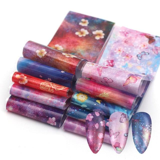 Kit de Pegatinas de Foil para Arte de Uñas Mix para Diseños Creativos