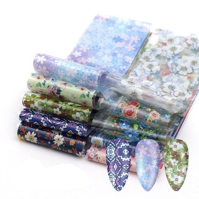 Kit de Pegatinas de Foil para Arte de Uñas Mix para Diseños Creativos