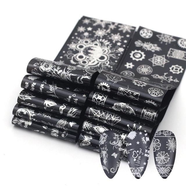 Kit de Pegatinas de Foil para Arte de Uñas Mix para Diseños Creativos