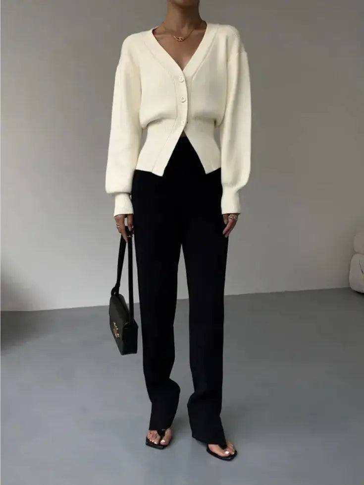 Fashion V-neck Sweater Coat for Women - Stylish Short and Long Sleeves