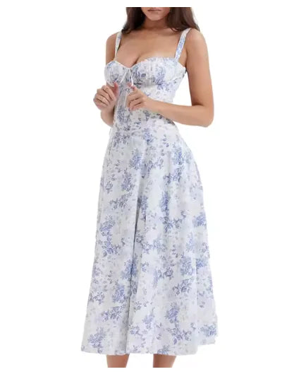 Vestido Midi Elegante para Mujeres – Corsé Sin Mangas con Abertura Lateral